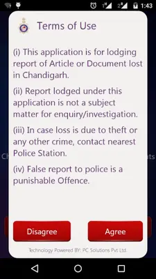 Chandigarh Police Lost Report android App screenshot 7